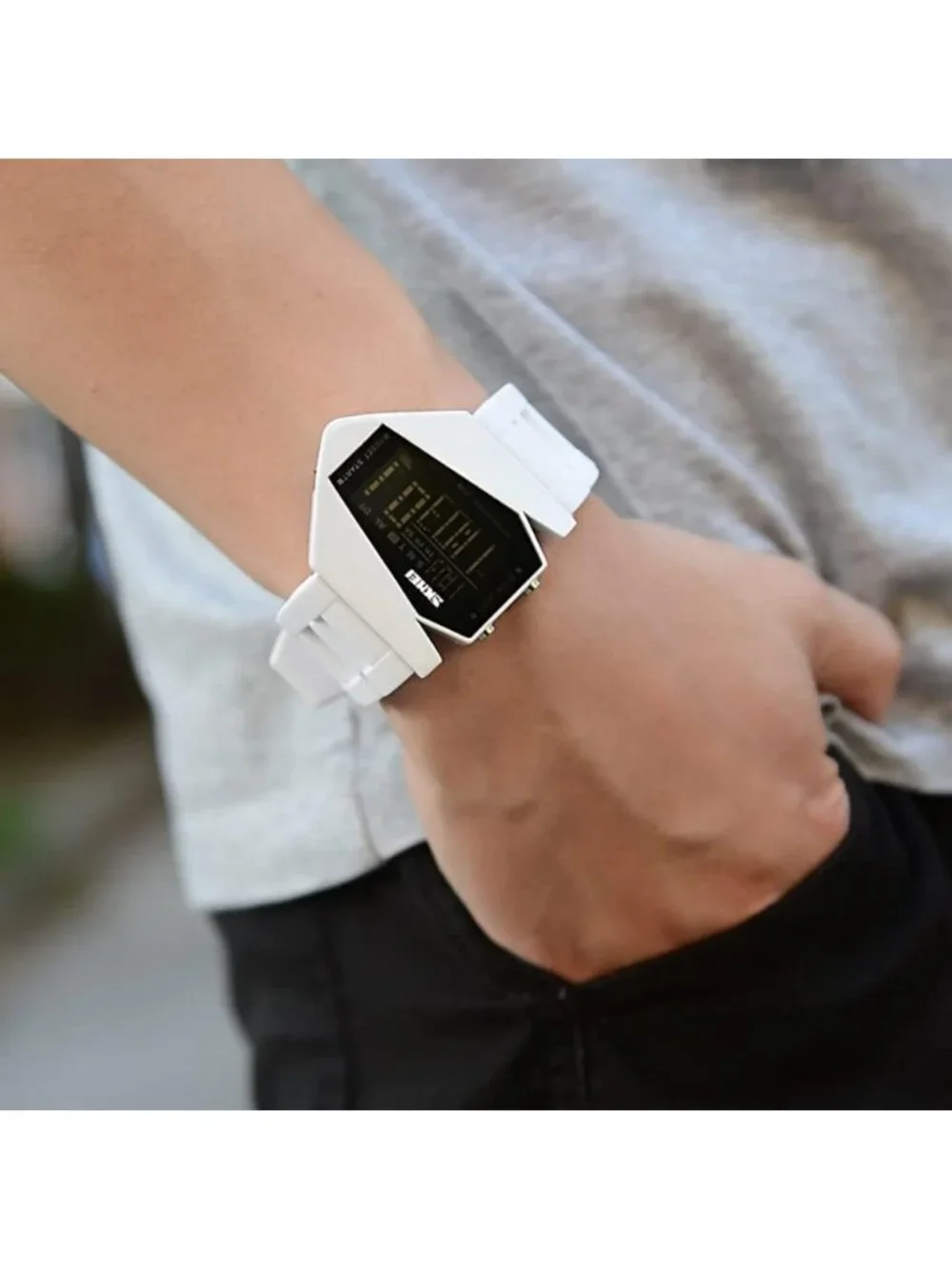 Men's Digital Military Sports Watch - Waterproof LED Airplane Design, Stylish